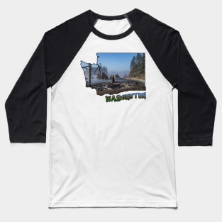 Washington State Outline (Pacific Coast) Baseball T-Shirt